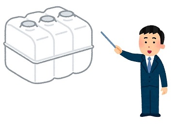 浄化槽を指し棒で示す男性イラスト