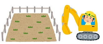 空き地とショベルカーのイラスト