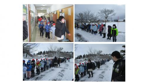 積雪時の避難訓練の様子