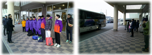 東北中学校スキー大会出発の様子