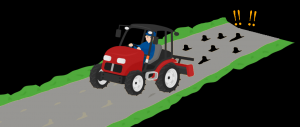 トラクターでの泥汚れイメージ図