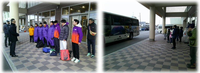 東北中学校スキー大会出発の様子